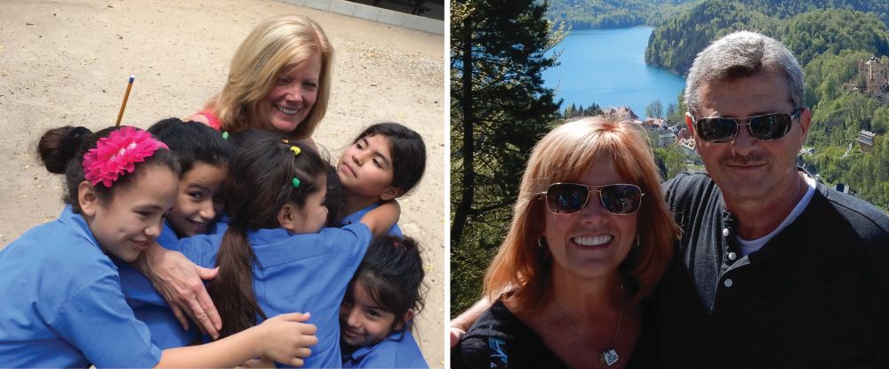 Lisa with children in Honduras and Lisa with husband Don