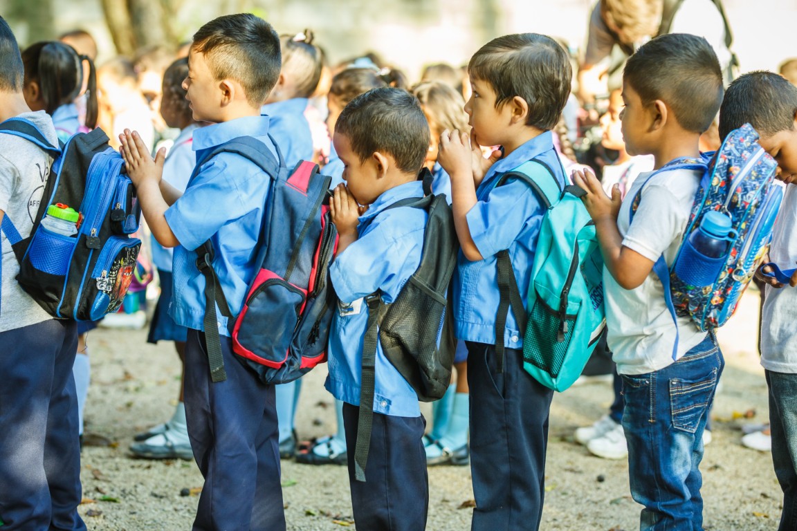 Photo of kids lined up for school