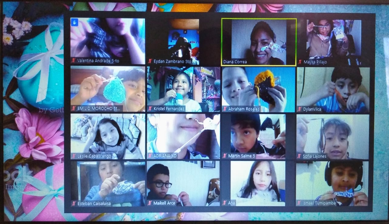 Photo of 4th grade students in virtual class.