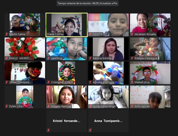 Photo of the 4th grade students having fun learning on zoom