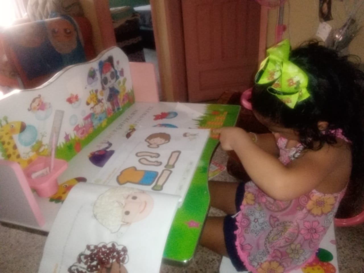 Young girl learning